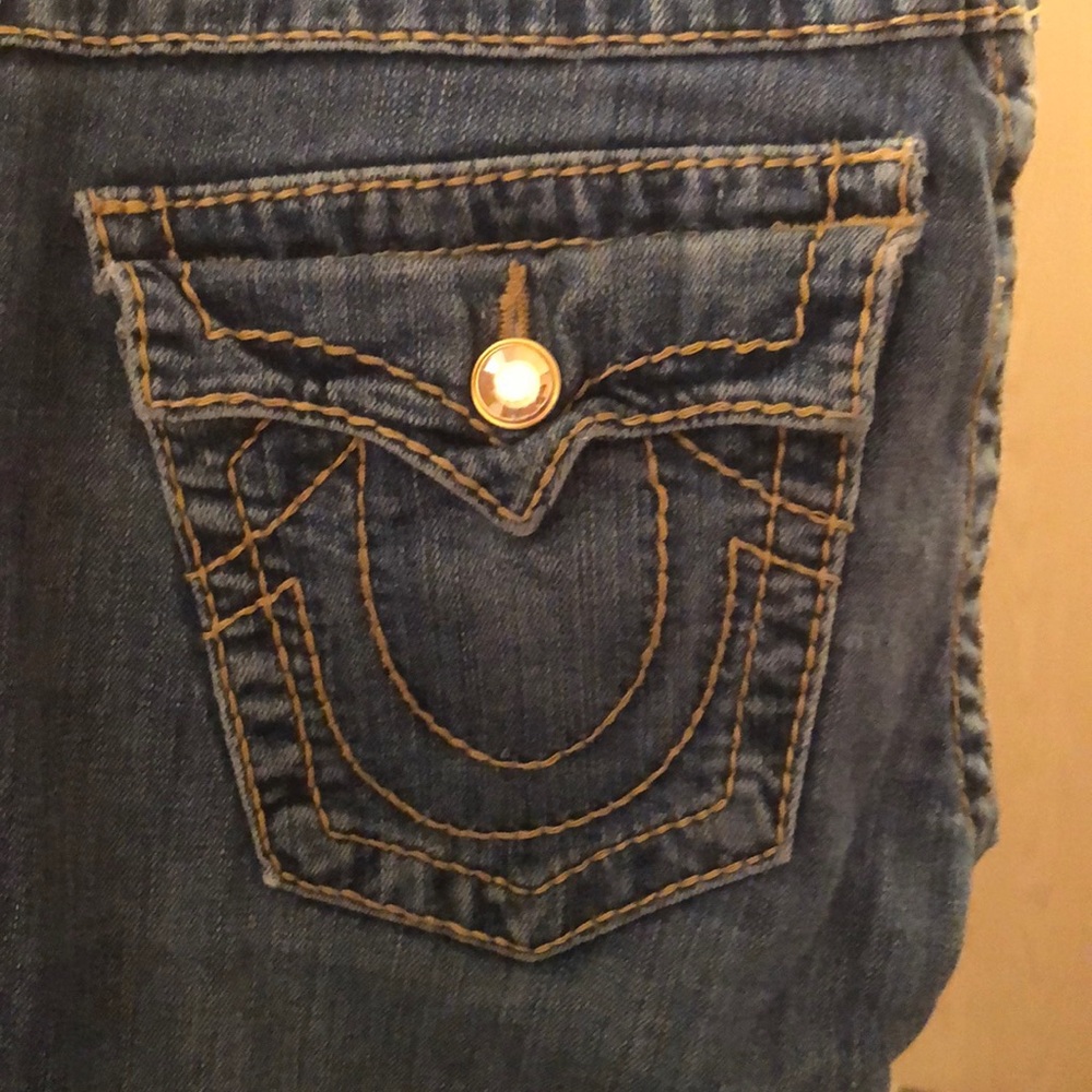 True Religion Straight Leg Jeans with Gold Crystal